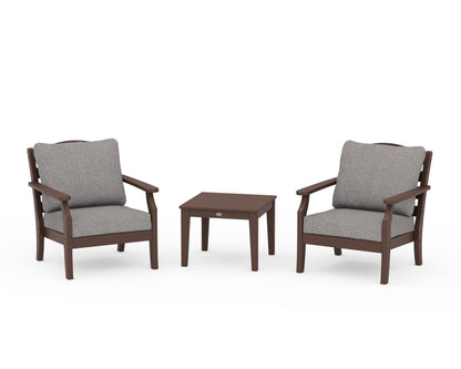 Draper James™ by  POLYWOOD® Savannah 3-Piece Deep Seating Set in Mahogany / Grey Mist