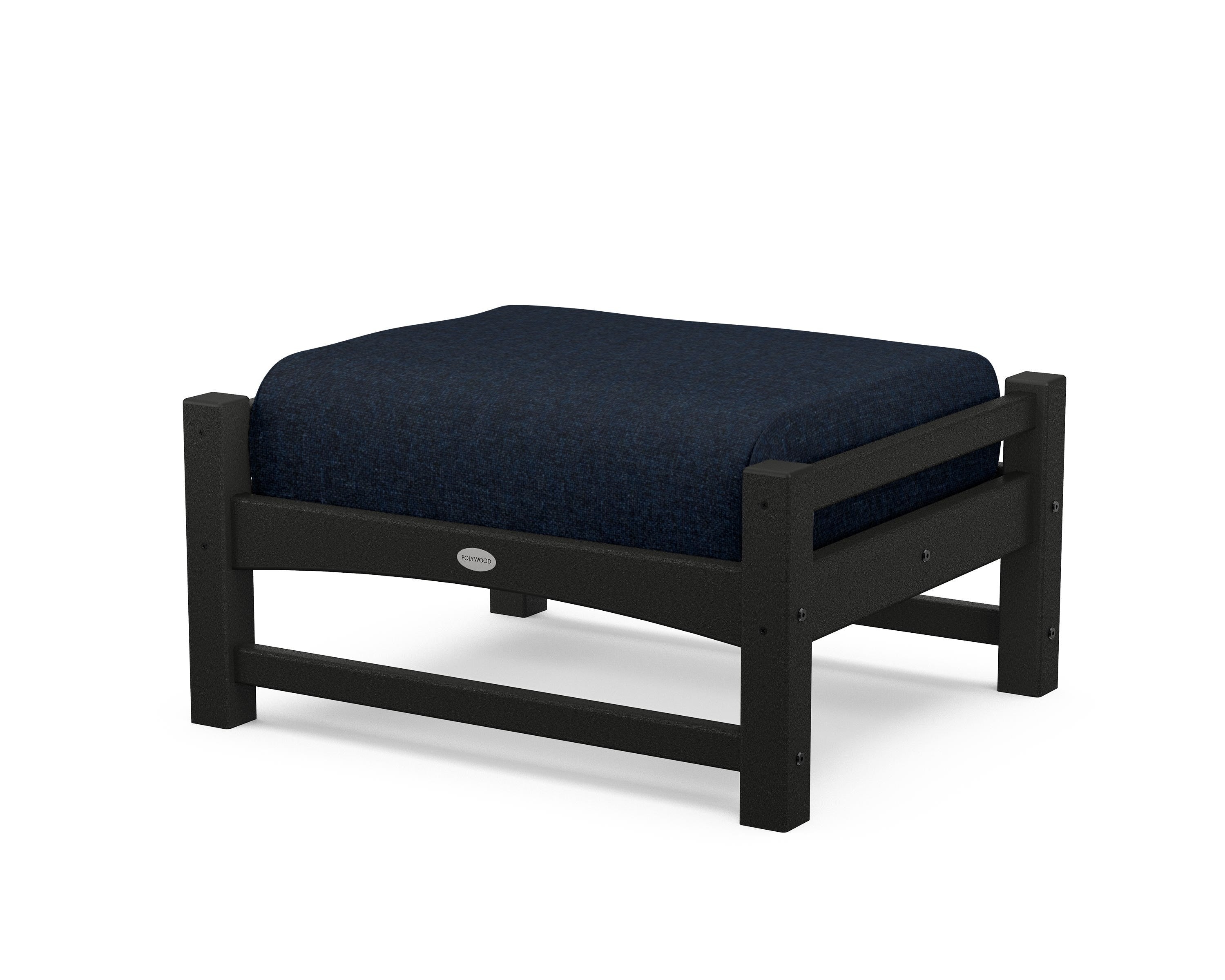 POLYWOOD® Club Ottoman in Black / Marine Indigo