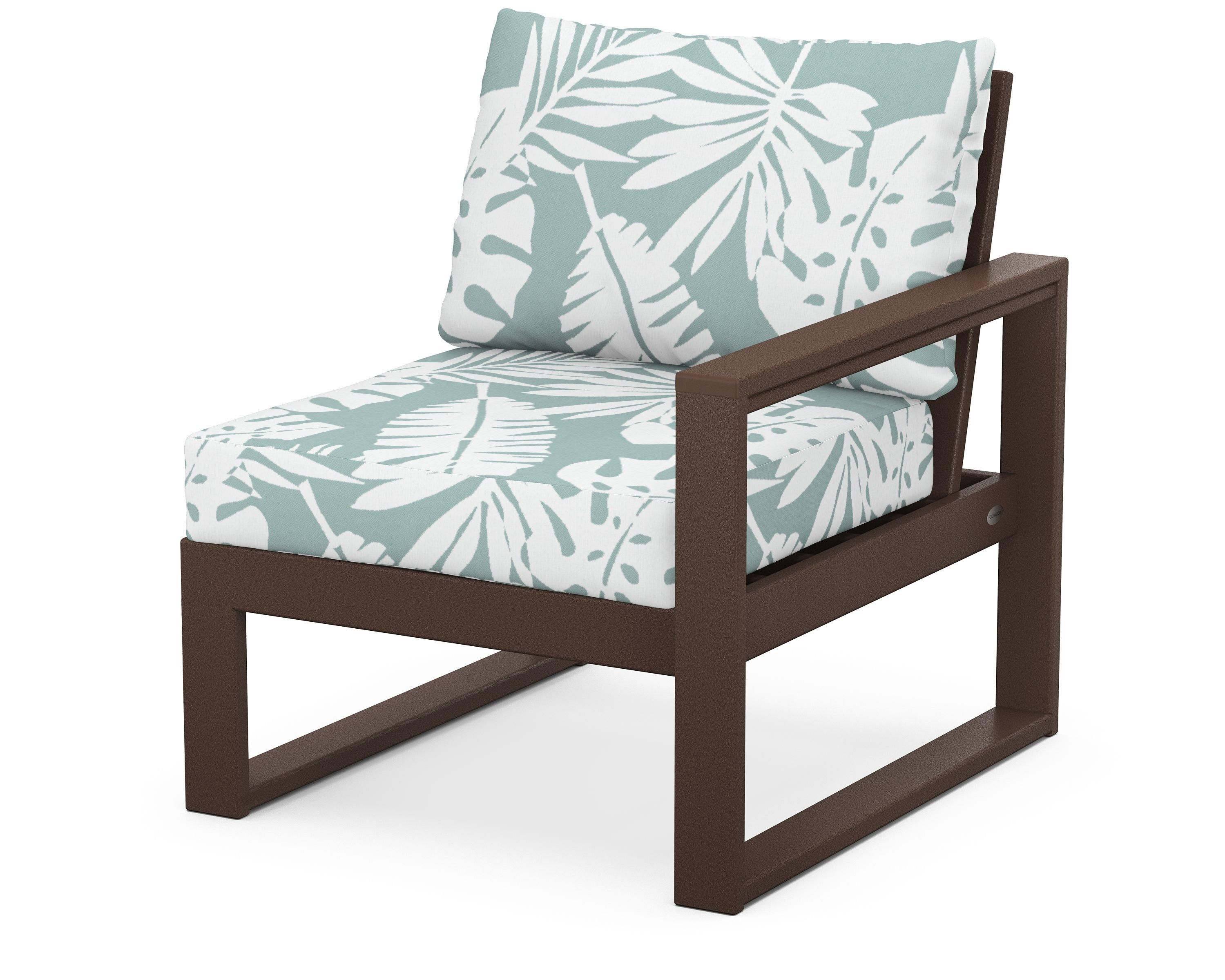 POLYWOOD® EDGE Modular Right Arm Chair in Mahogany / Leaf Glacier Spa