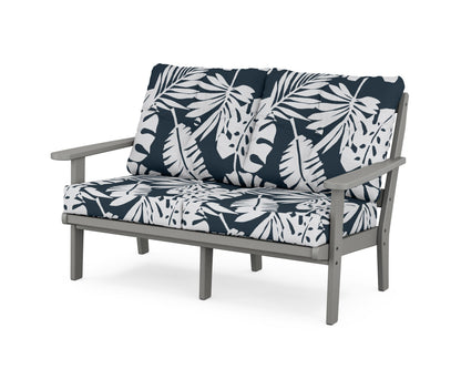POLYWOOD® Mission Deep Seating Loveseat in Slate Grey / Leaf Marine Indigo