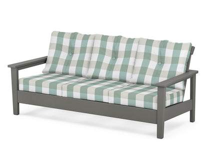 POLYWOOD® Prescott Deep Seating Sofa in Slate Grey / Buffalo Plaid Glacier Spa