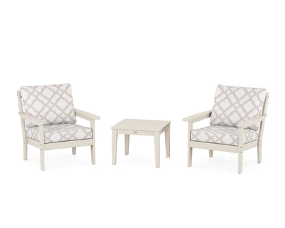 Country Living Cottage 3-Piece Deep Seating Set in Sand / Trellis Dune Burlap