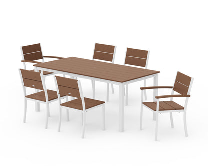 POLYWOOD® Main Street 7-Piece Dining Set in White / Teak