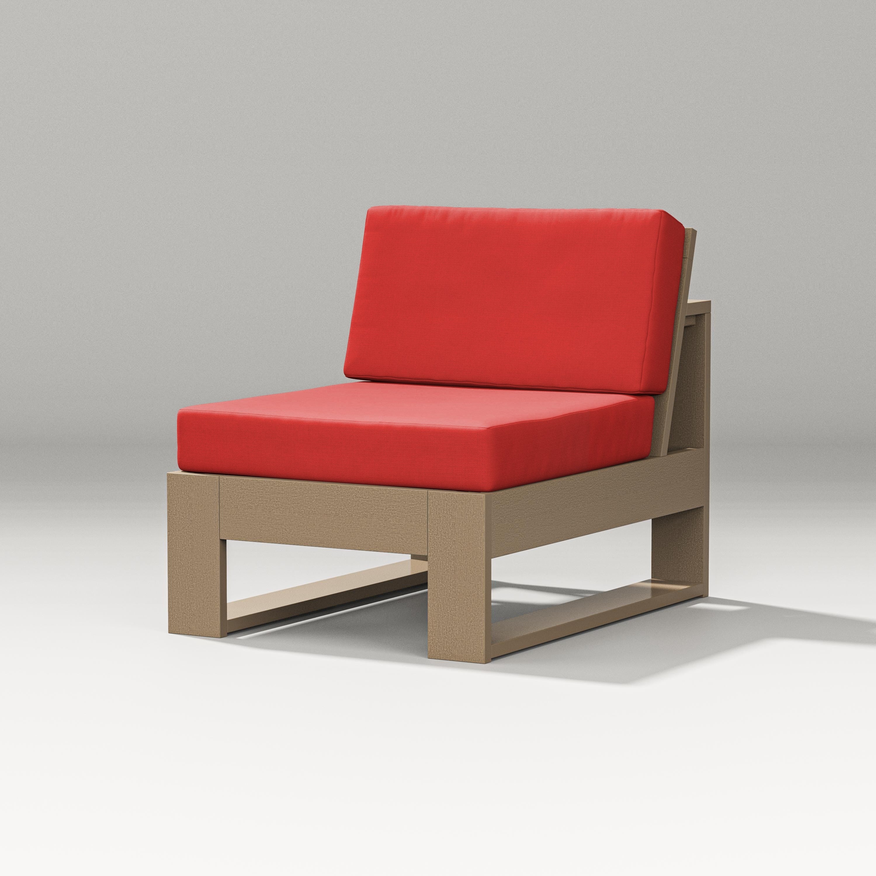 PW Designer Series Latitude Modular Armless Chair in Vintage Sahara / Crimson Linen