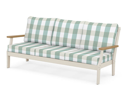 POLYWOOD® Braxton Deep Seating Sofa in Sand / Natural / Buffalo Plaid Glacier Spa