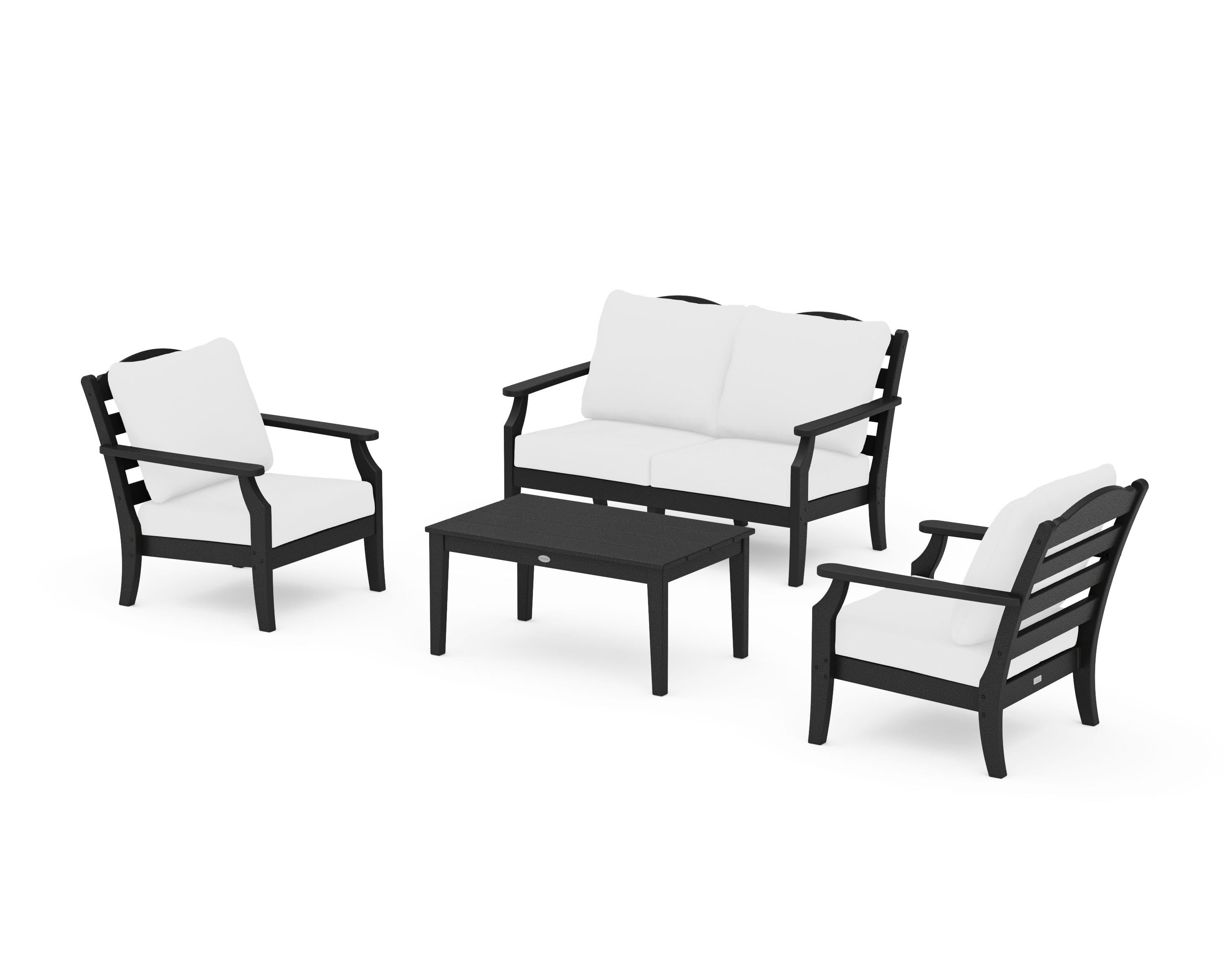 Draper James™ by  POLYWOOD® Savannah 4-Piece Deep Seating Set with Loveseat in Black / Natural
