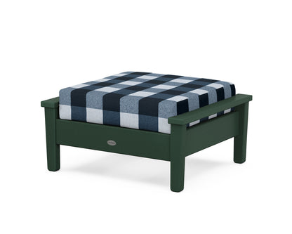 POLYWOOD® Prescott Deep Seating Ottoman in Green / Buffalo Plaid Marine Indigo