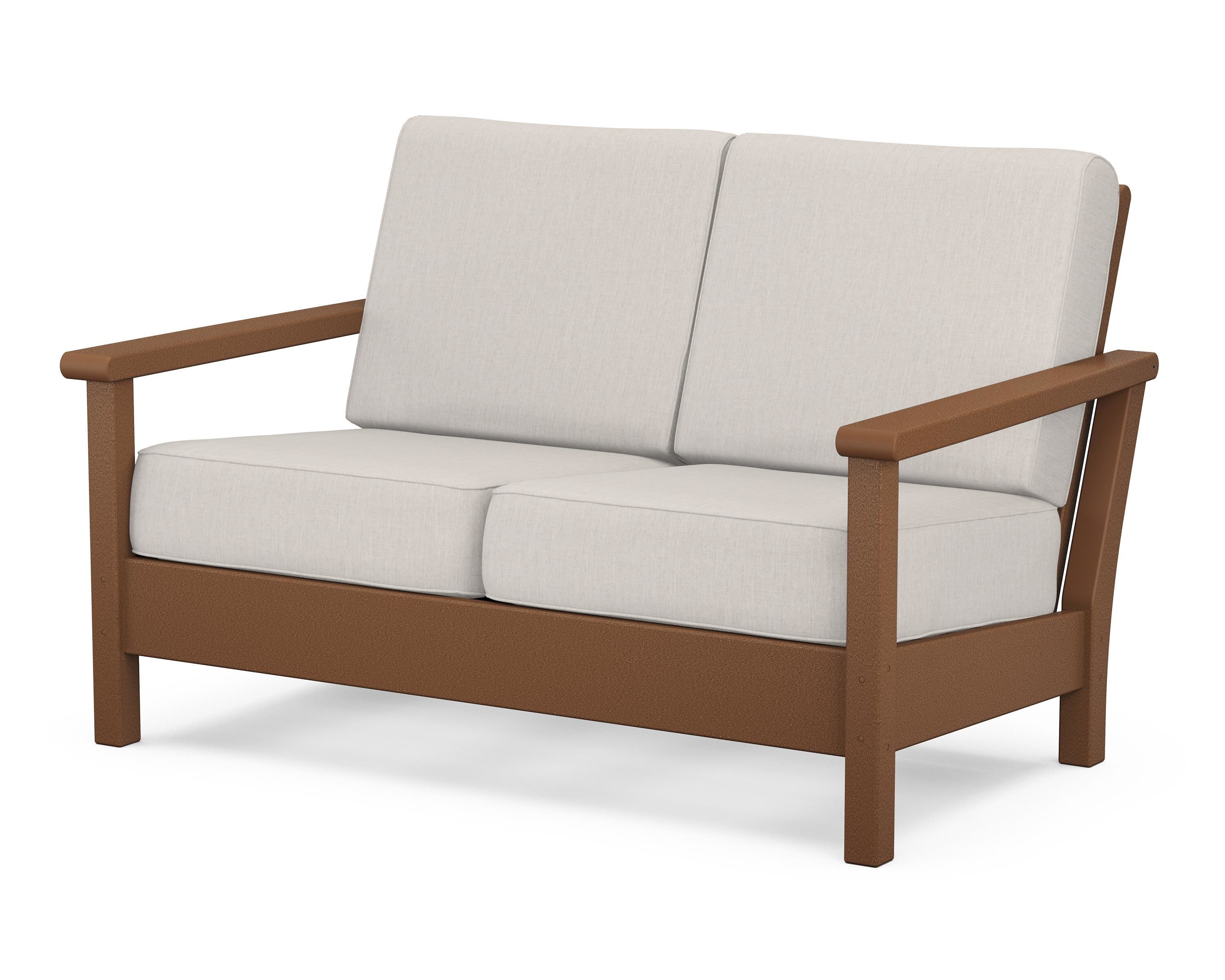 POLYWOOD® Harbour Deep Seating Loveseat in Teak / Cast Ash