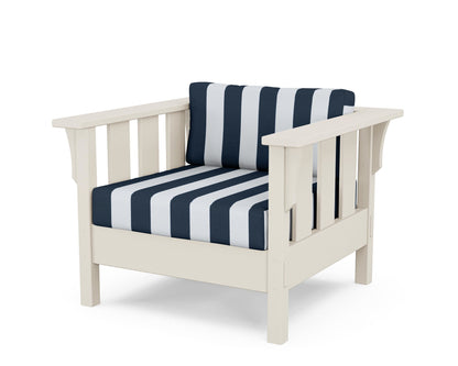 Martha Stewart by POLYWOOD® Acadia Deep Seating Chair in Sand / Cabana Stripe Marine Indigo