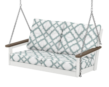 POLYWOOD® Vineyard Deep Seating Swing in White / Kona / Trellis Glacier Spa