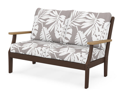 POLYWOOD® Braxton Deep Seating Loveseat in Mahogany / Natural / Leaf Grey Mist