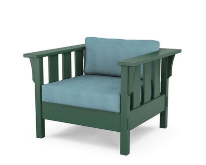 Martha Stewart by POLYWOOD® Acadia Deep Seating Chair in Green / Lattice Sky Blue