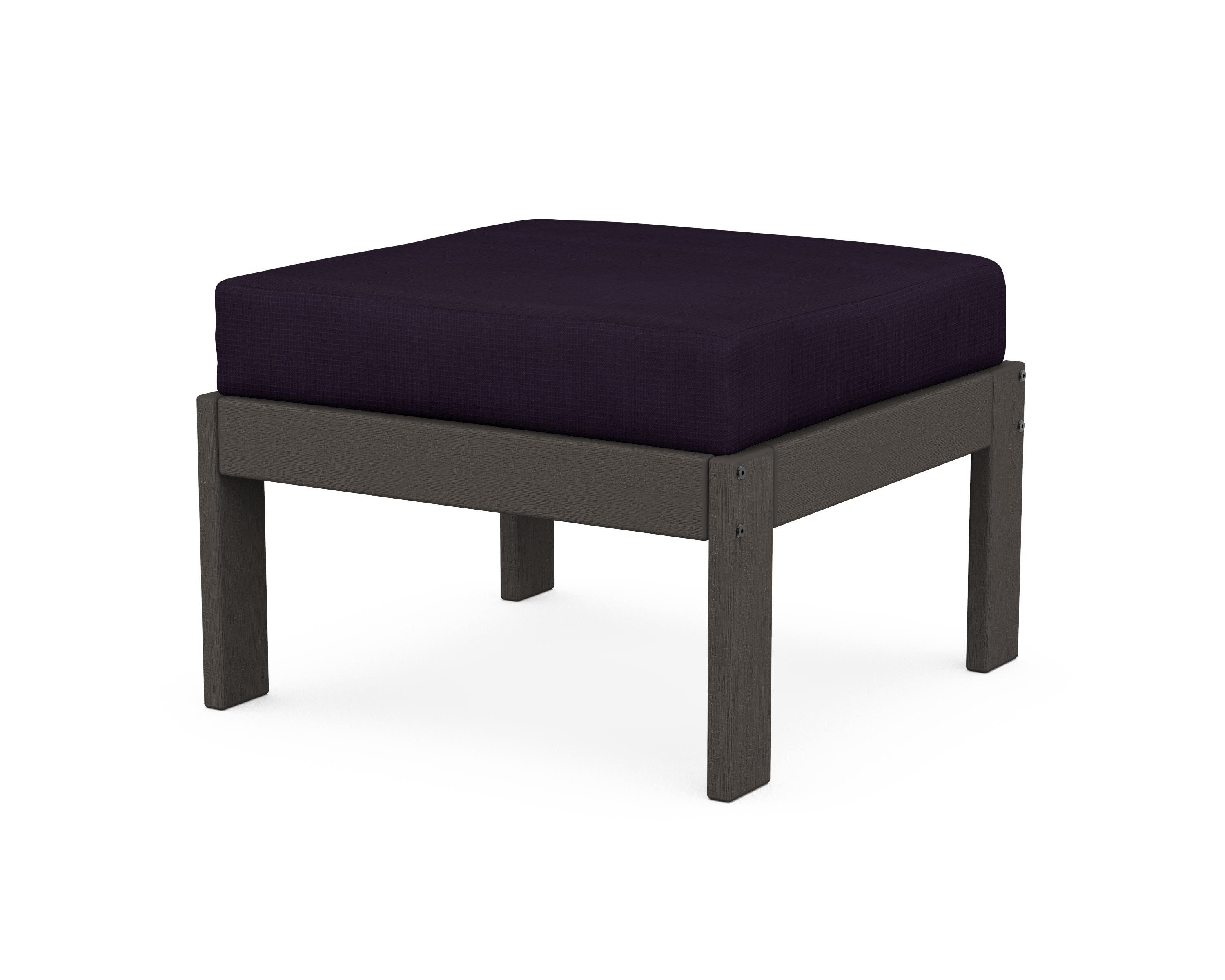POLYWOOD® Vineyard Modular Ottoman in Vintage Coffee / Navy Linen