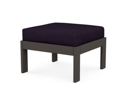 POLYWOOD® Vineyard Modular Ottoman in Vintage Coffee / Navy Linen