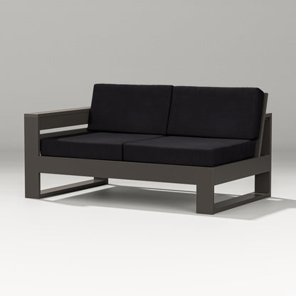 PW Designer Series Latitude Modular Left Arm Loveseat in Vintage Coffee / Midnight Linen