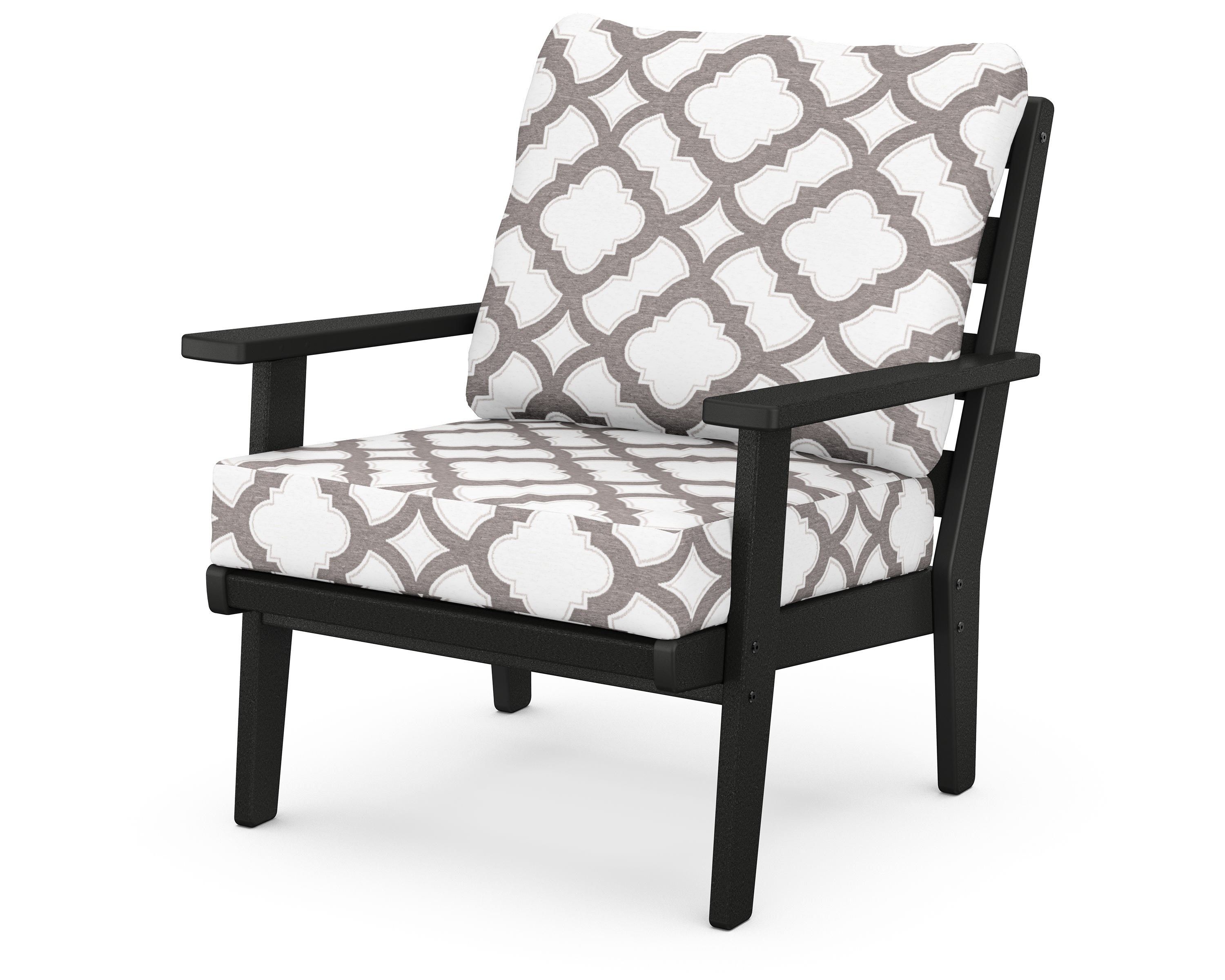 POLYWOOD® Grant Park Deep Seating Chair in Black / Trellis Grey Mist