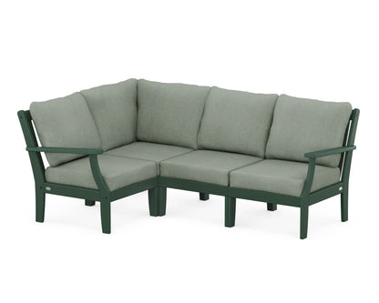 POLYWOOD® Braxton Modular 4-Piece Deep Seating Set in Green / Cast Sage
