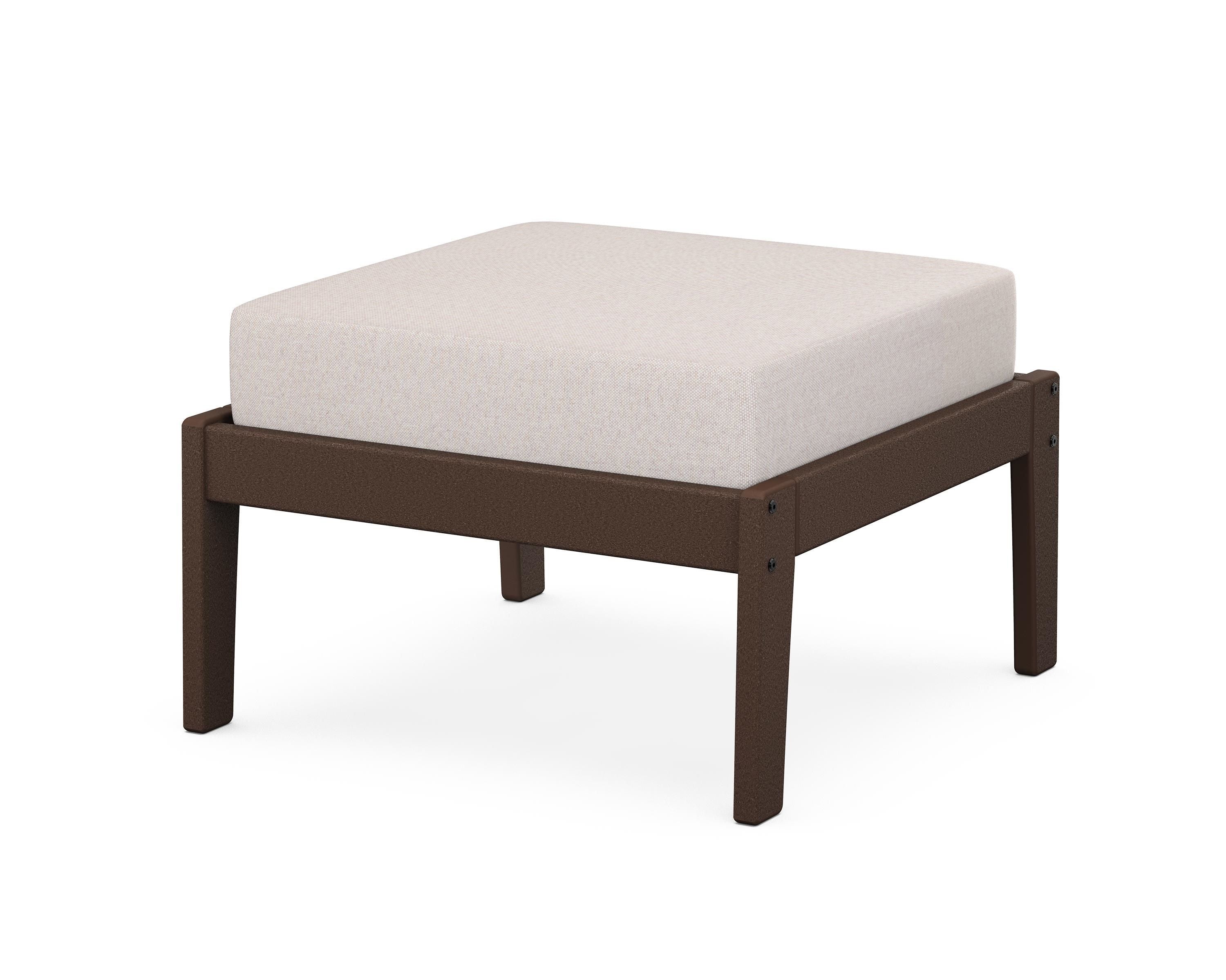Unbranded Deep Seating Ottoman in Mahogany / Dune Burlap