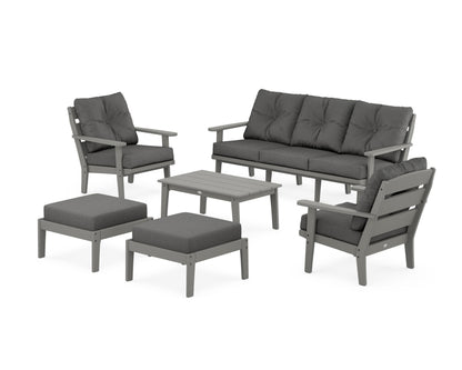 POLYWOOD® Lakeside 6-Piece Lounge Sofa Set in Slate Grey / Spectrum Carbon