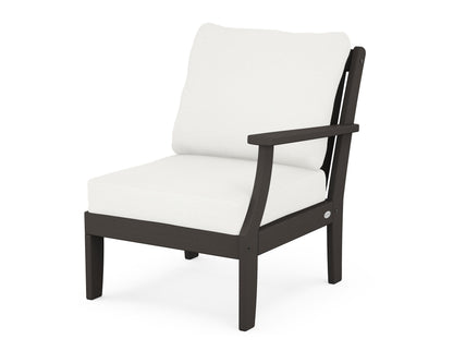 POLYWOOD® Braxton Modular Right Arm Chair in Vintage Coffee / Natural Linen