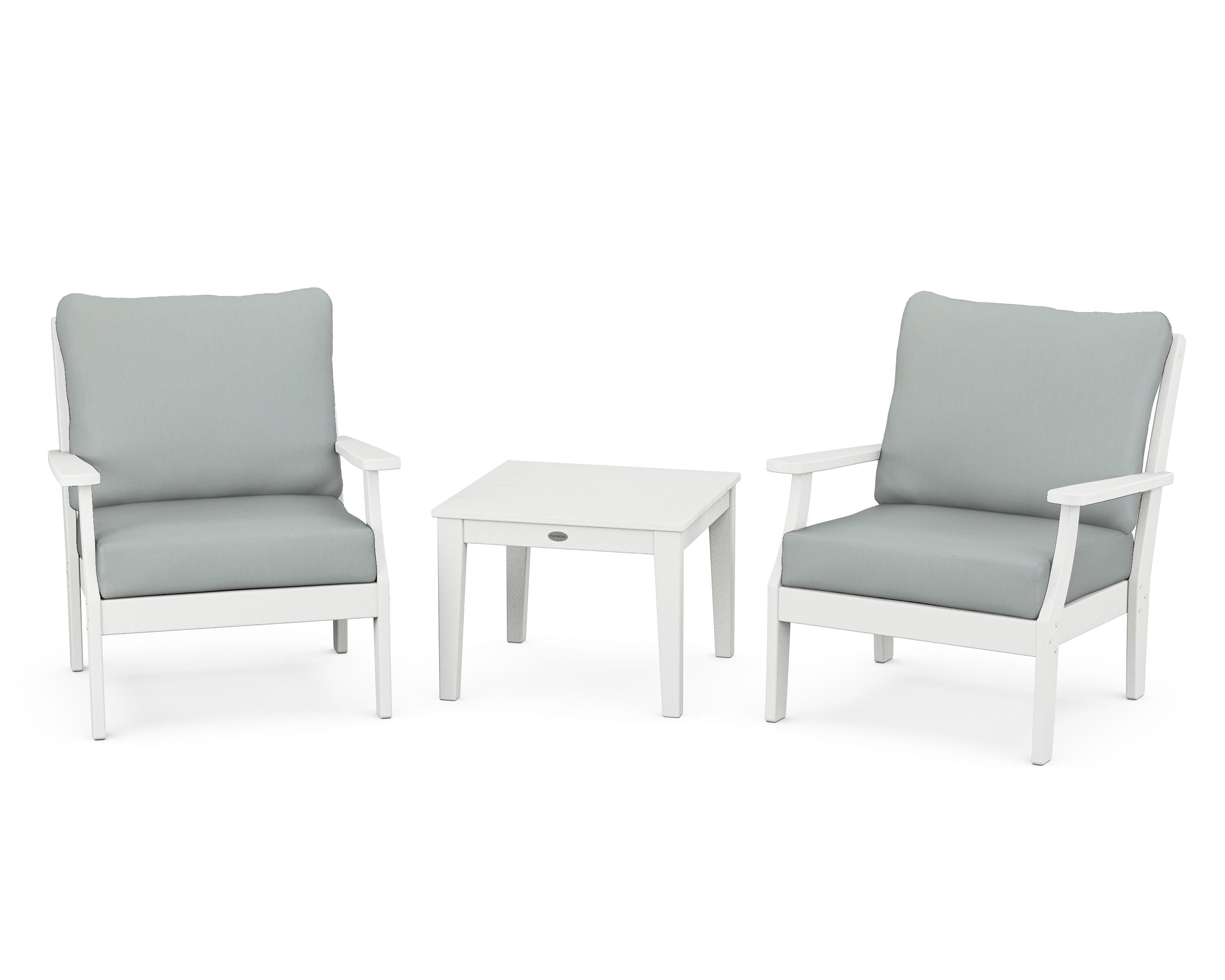 POLYWOOD® Braxton 3-Piece Deep Seating Set in White / Spa