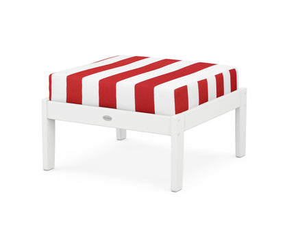 POLYWOOD® Braxton Deep Seating Ottoman in White / Cabana Stripe Crimson