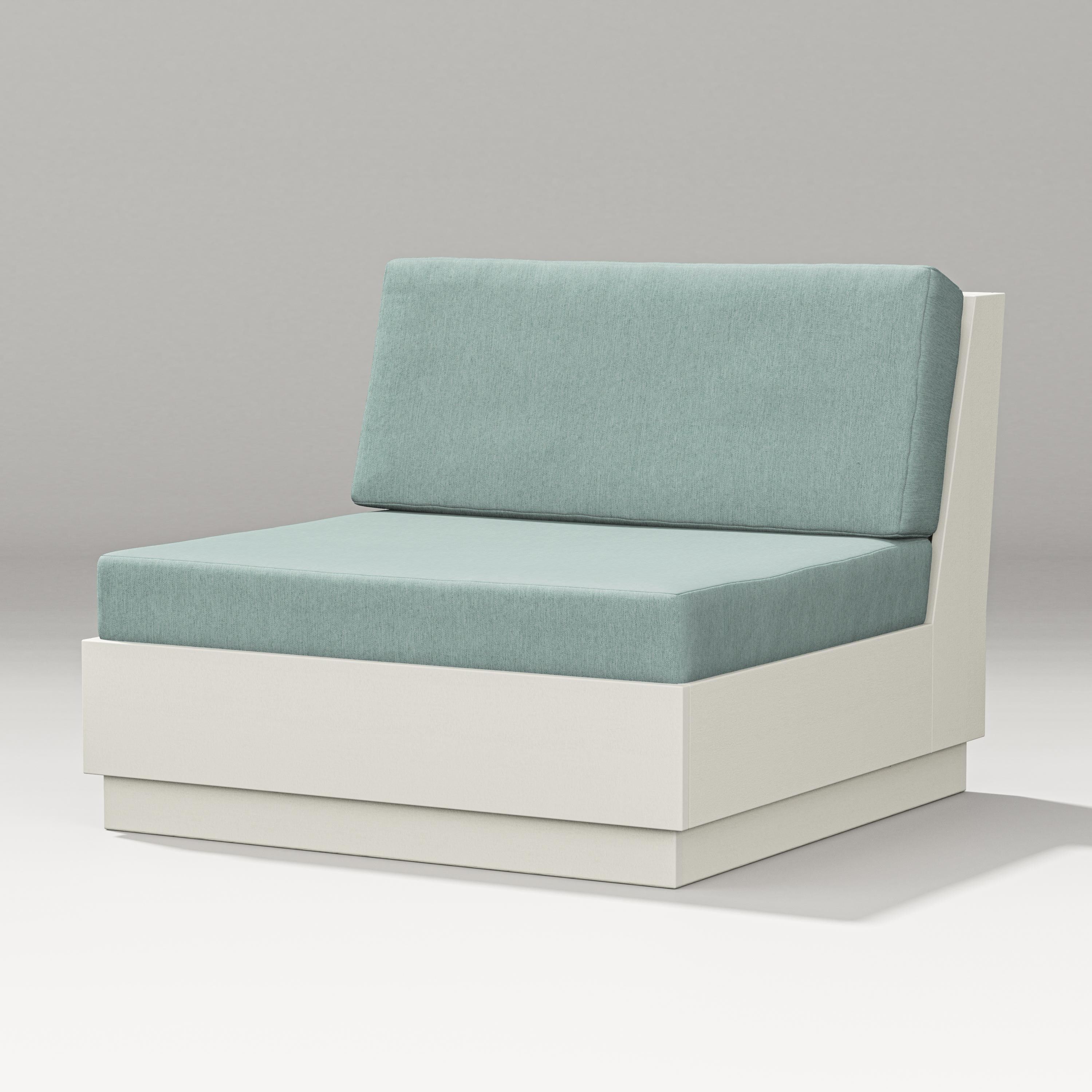PW Designer Series Elevate Modular Armless Chair in Vintage White / Glacier Spa