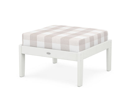 POLYWOOD® Braxton Deep Seating Ottoman in Vintage White / Buffalo Plaid Dune Burlap