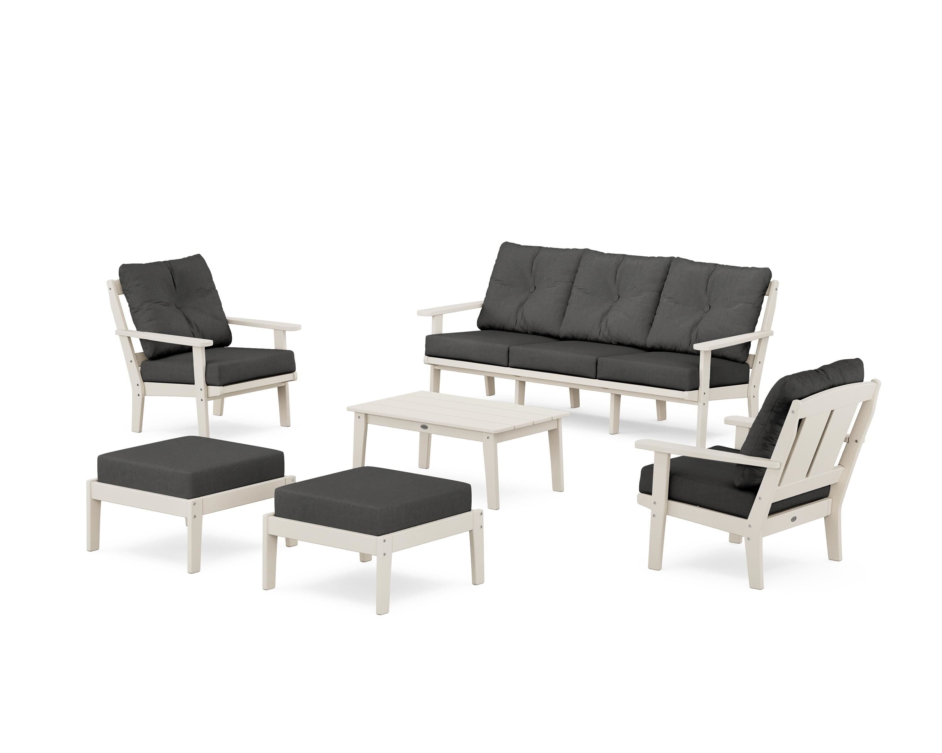 POLYWOOD® Mission 6-Piece Lounge Sofa Set in Sand / Spectrum Carbon