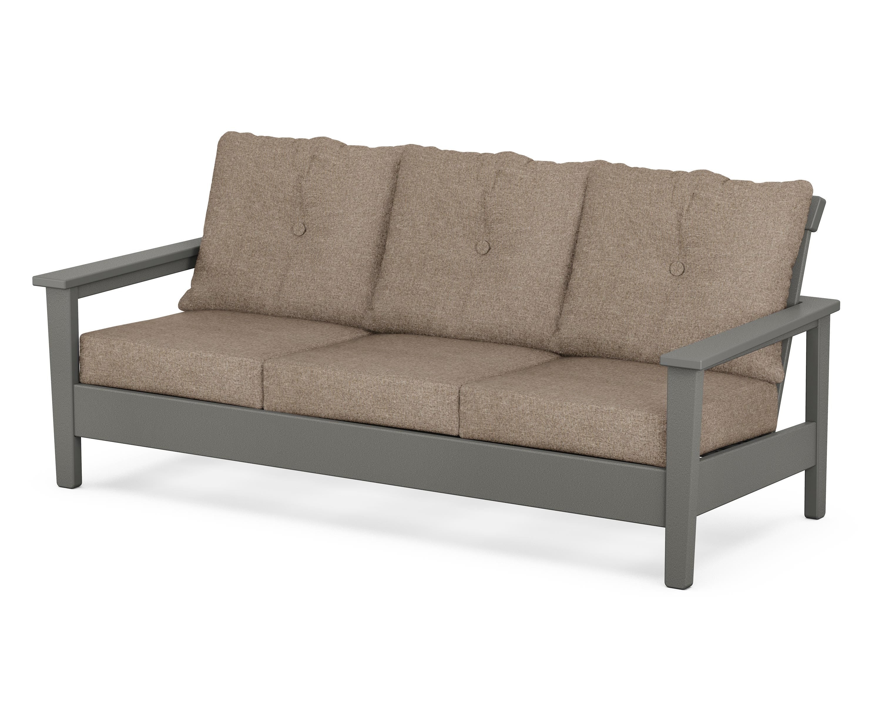POLYWOOD® Prescott Deep Seating Sofa in Slate Grey / Spiced Burlap