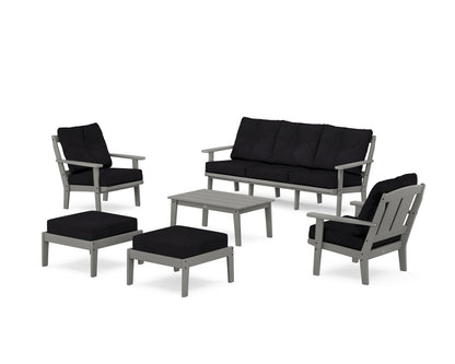 POLYWOOD® Mission 6-Piece Lounge Sofa Set in Slate Grey / Midnight Linen