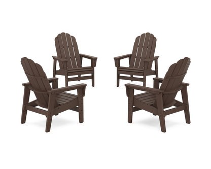 POLYWOOD® 4-Piece Vineyard Grand Upright Adirondack Chair Conversation Set in Mahogany
