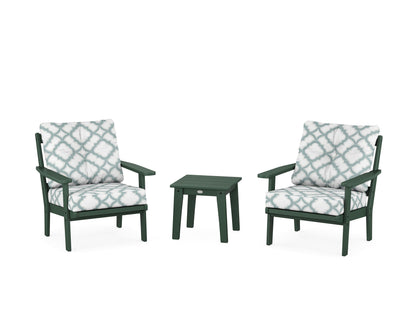 POLYWOOD® Prairie 3-Piece Deep Seating Set in Green / Trellis Glacier Spa