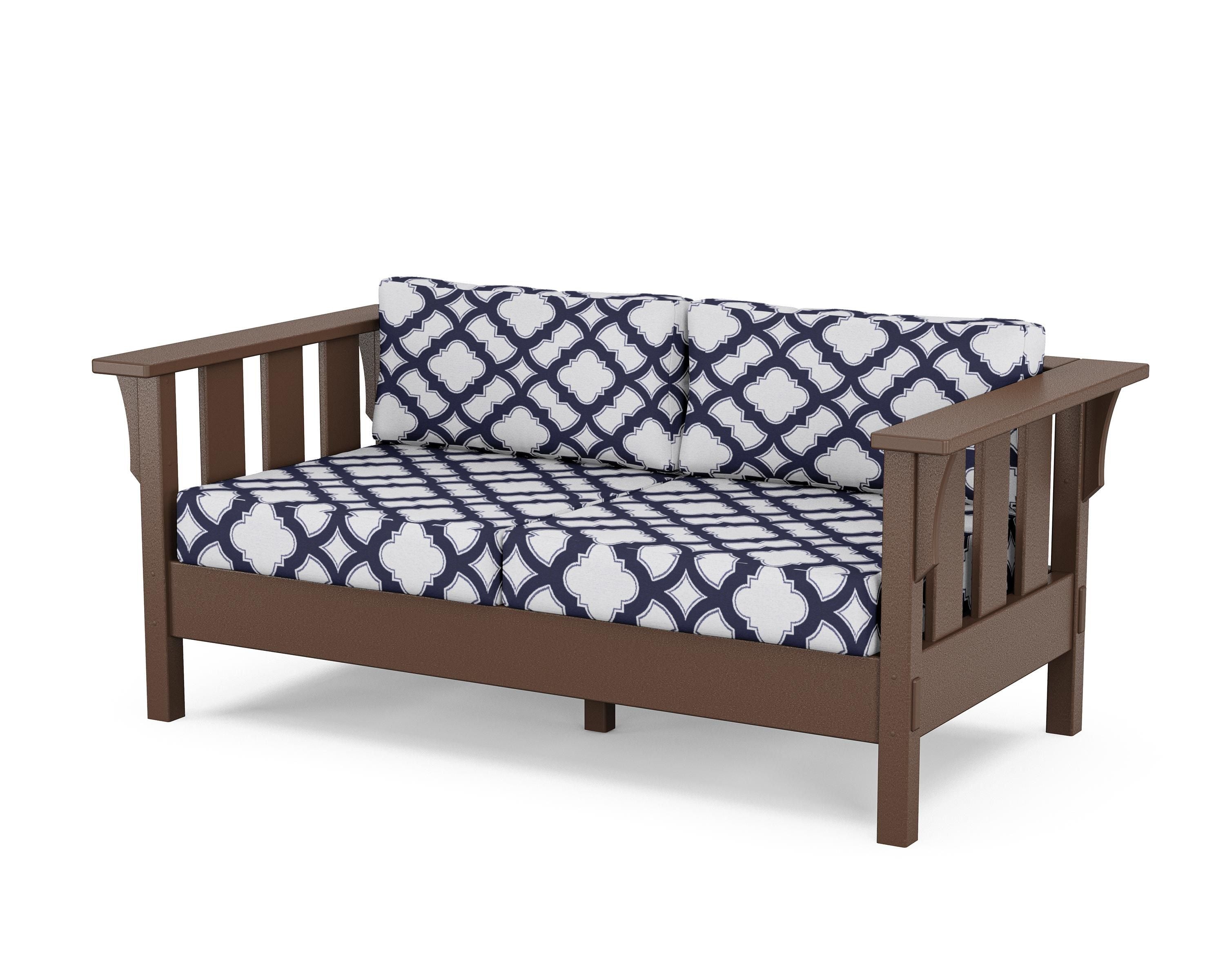 Martha Stewart by POLYWOOD® Acadia Deep Seating Loveseat in Mahogany / Trellis Navy