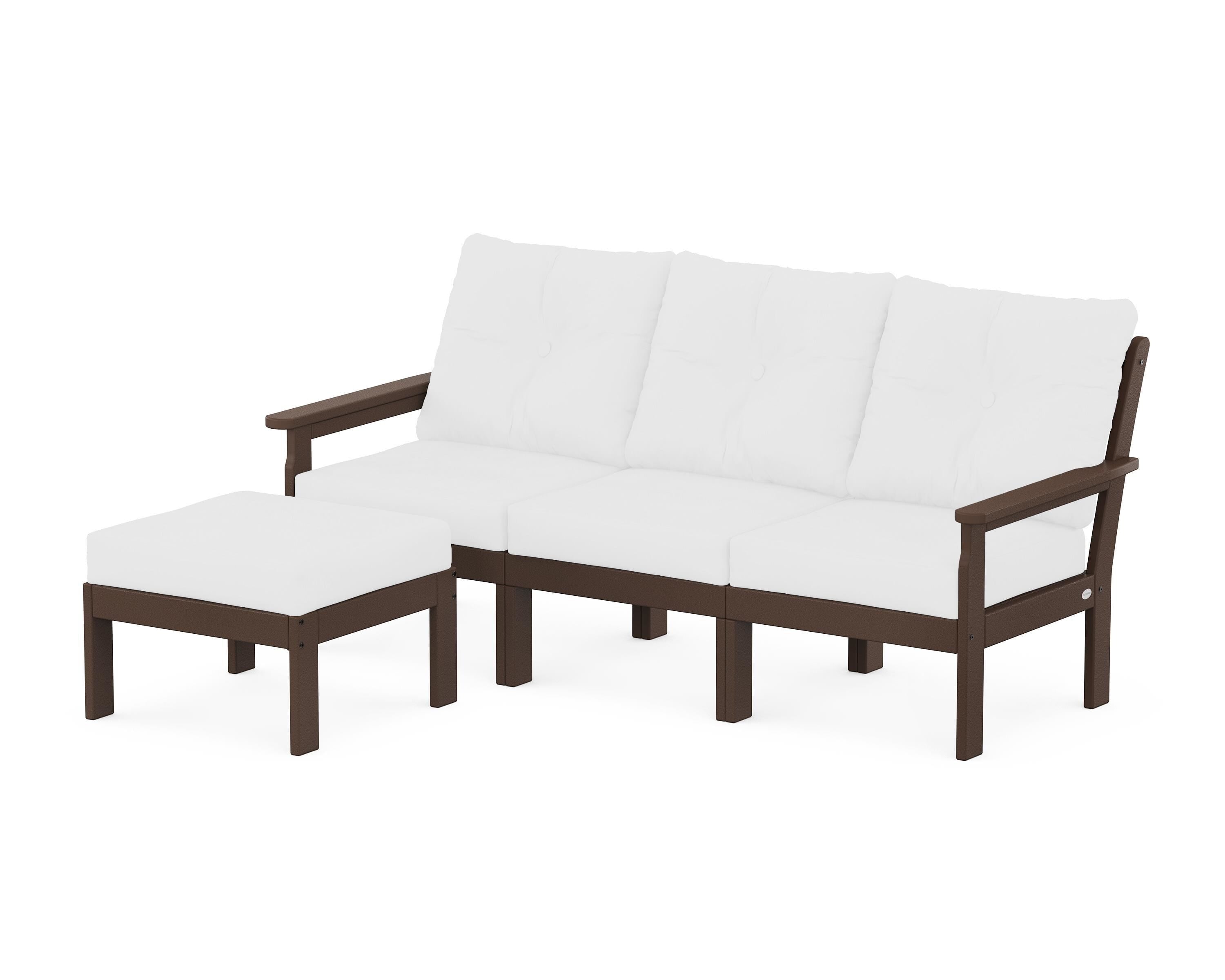 POLYWOOD® Vineyard 4-Piece Sectional with Ottoman in Mahogany / Natural