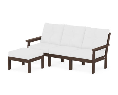 POLYWOOD® Vineyard 4-Piece Sectional with Ottoman in Mahogany / Natural