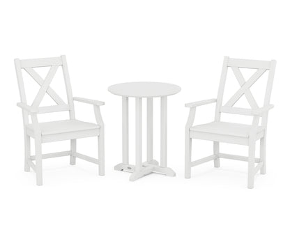 POLYWOOD® Braxton 3-Piece Round Bistro Dining Set in White