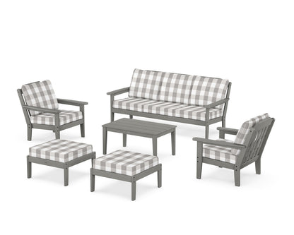 Country Living Cottage 6-Piece Lounge Sofa Set in Slate Grey / Buffalo Plaid Grey Mist