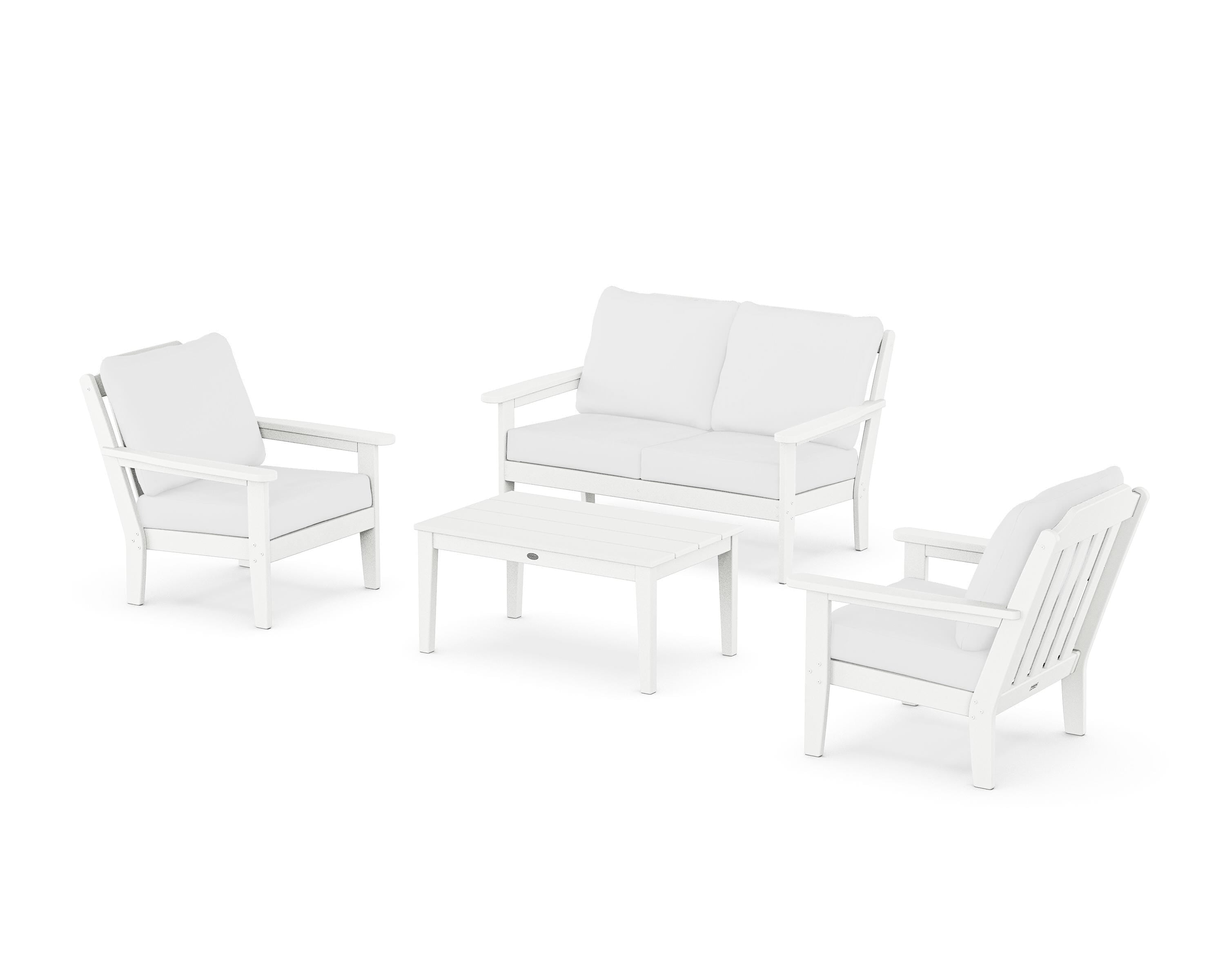 Country Living Cottage 4-Piece Deep Seating Set with Loveseat in White / Natural