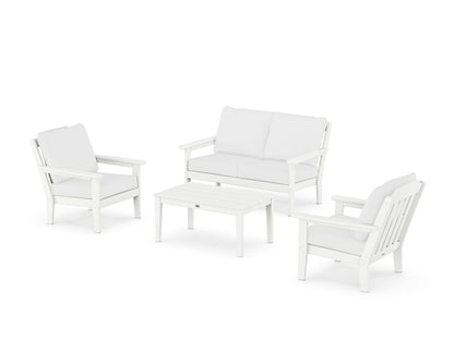 Country Living Cottage 4-Piece Deep Seating Set with Loveseat in White / Natural