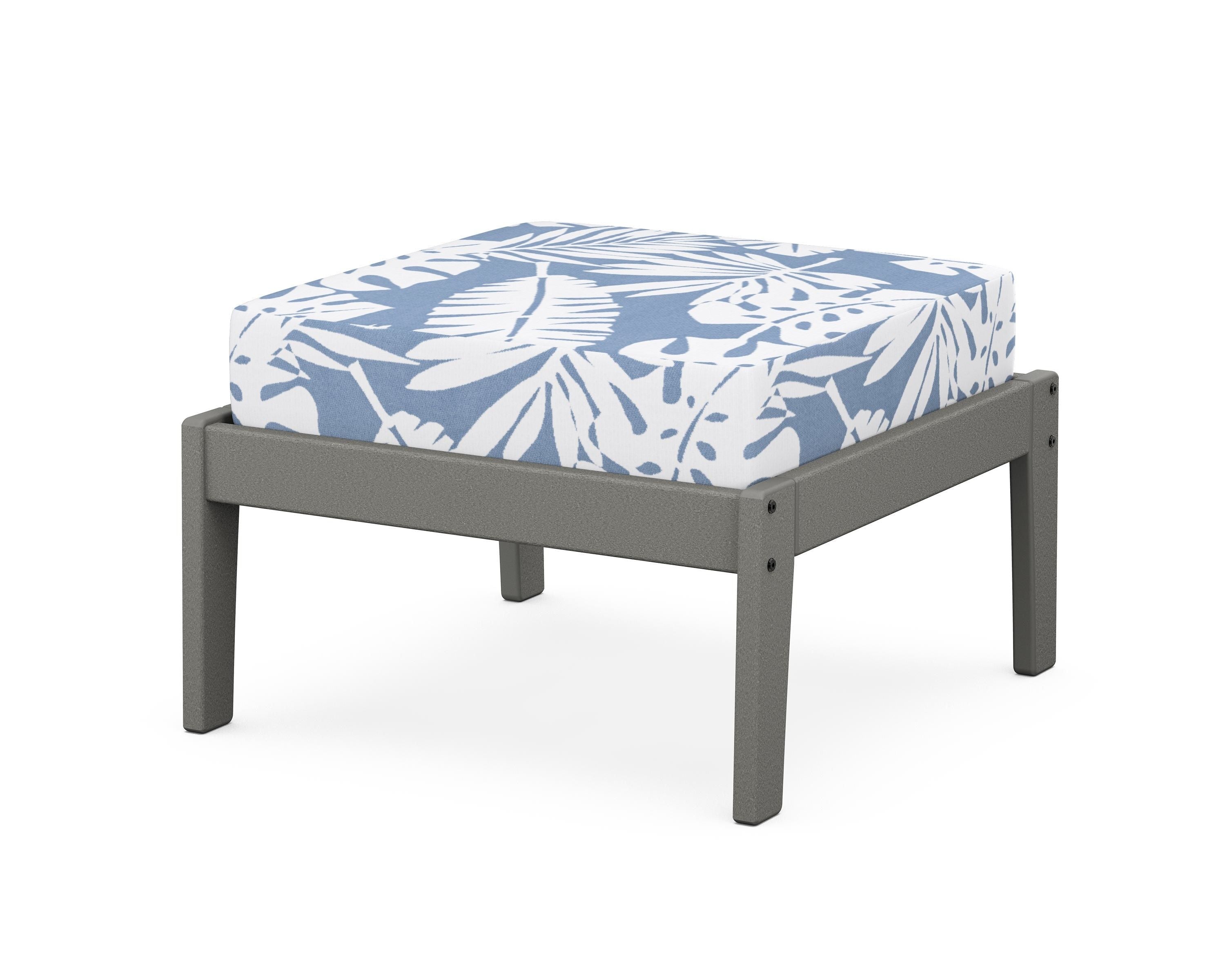 Unbranded Deep Seating Ottoman in Slate Grey / Leaf Sky Blue