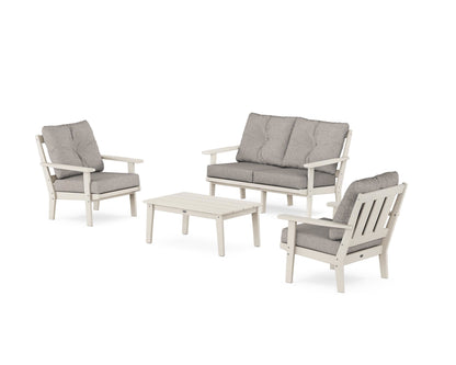 POLYWOOD® Oxford 4-Piece Deep Seating Set with Loveseat in Sand / Weathered Tweed