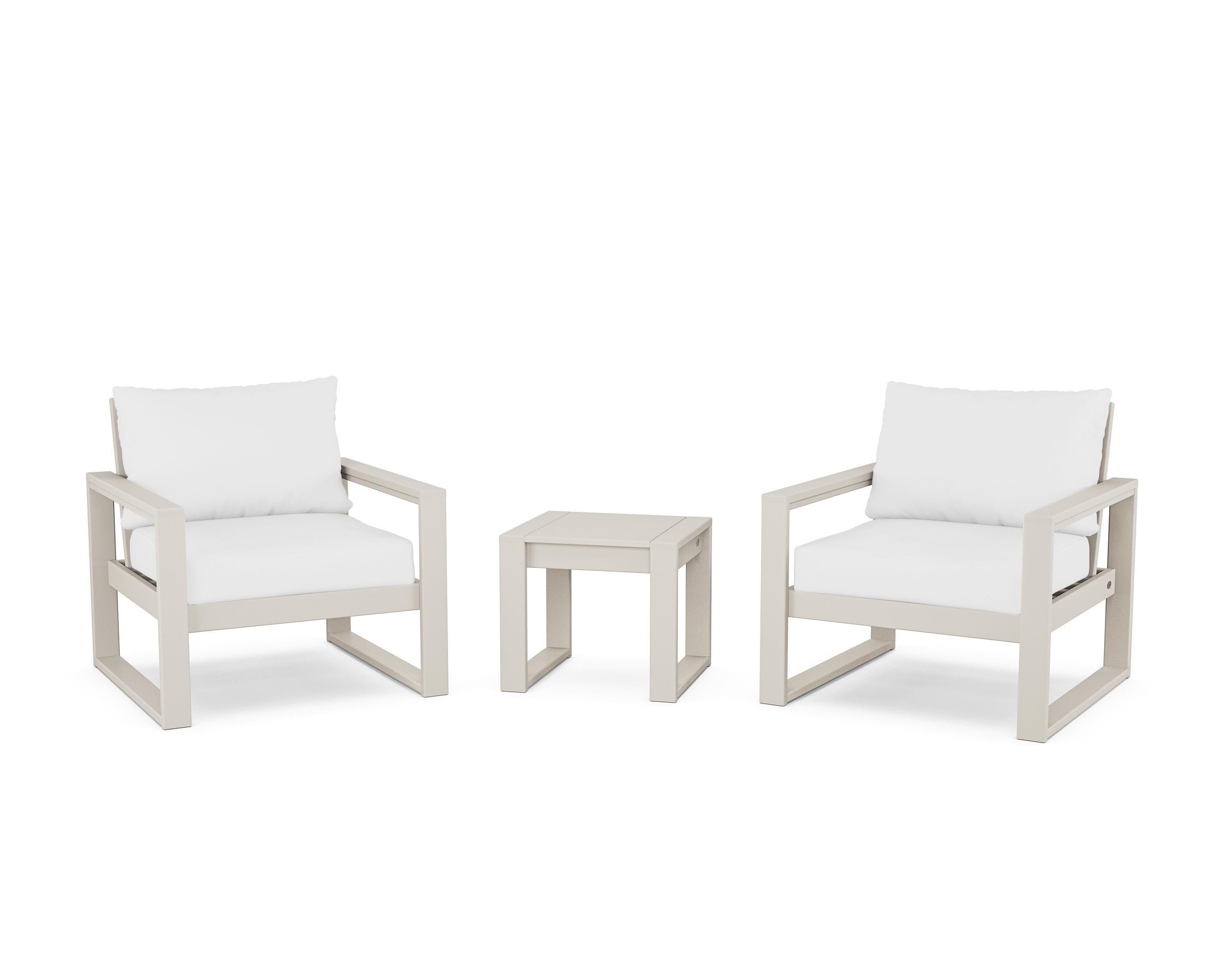 POLYWOOD® EDGE Sectional 3-Piece Deep Seating Set in Sand / Natural