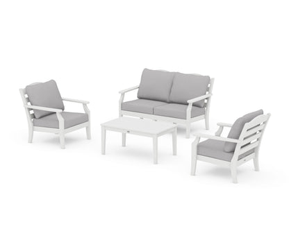 Draper James™ by  POLYWOOD® Savannah 4-Piece Deep Seating Set with Loveseat in White / Granite