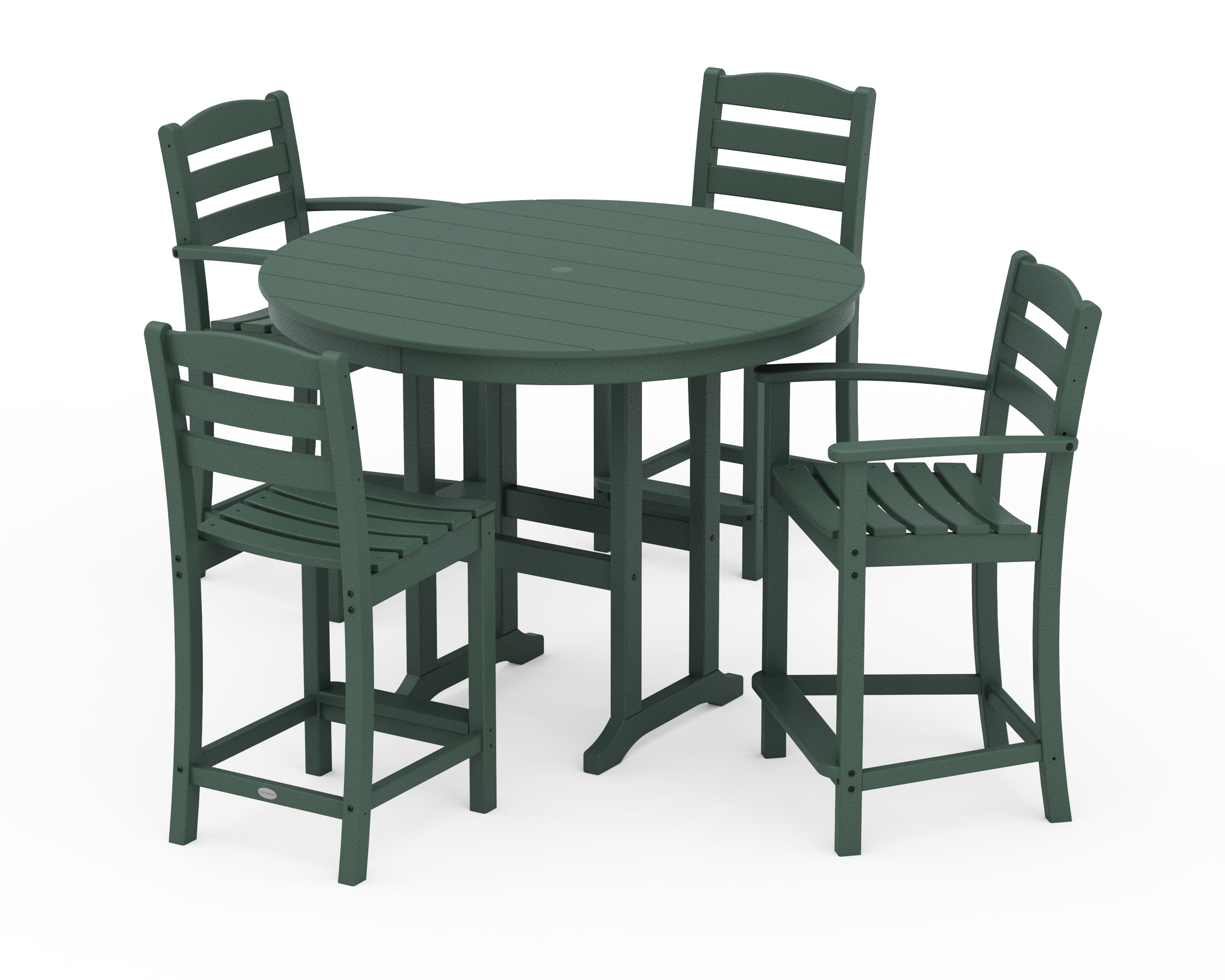 POLYWOOD® La Casa Café 5-Piece Round Farmhouse Counter Dining Set in Green