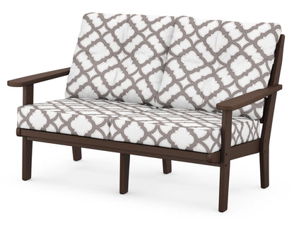 POLYWOOD® Lakeside Deep Seating Loveseat in Mahogany / Trellis Grey Mist