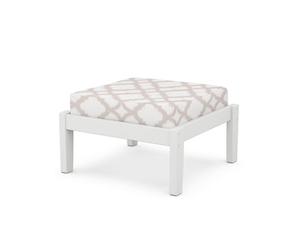 Unbranded Deep Seating Ottoman in White / Trellis Dune Burlap