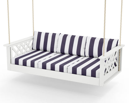 Country Living Wovendale Daybed Swing in White / Cabana Stripe Navy