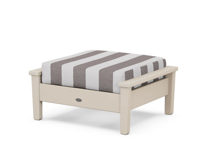 POLYWOOD® Prescott Deep Seating Ottoman in Sand / Cabana Stripe Grey Mist