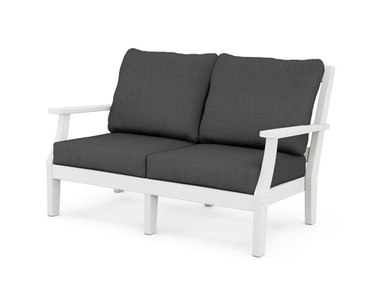 Martha Stewart by POLYWOOD® Chinoiserie Deep Seating Loveseat in White / Spectrum Carbon
